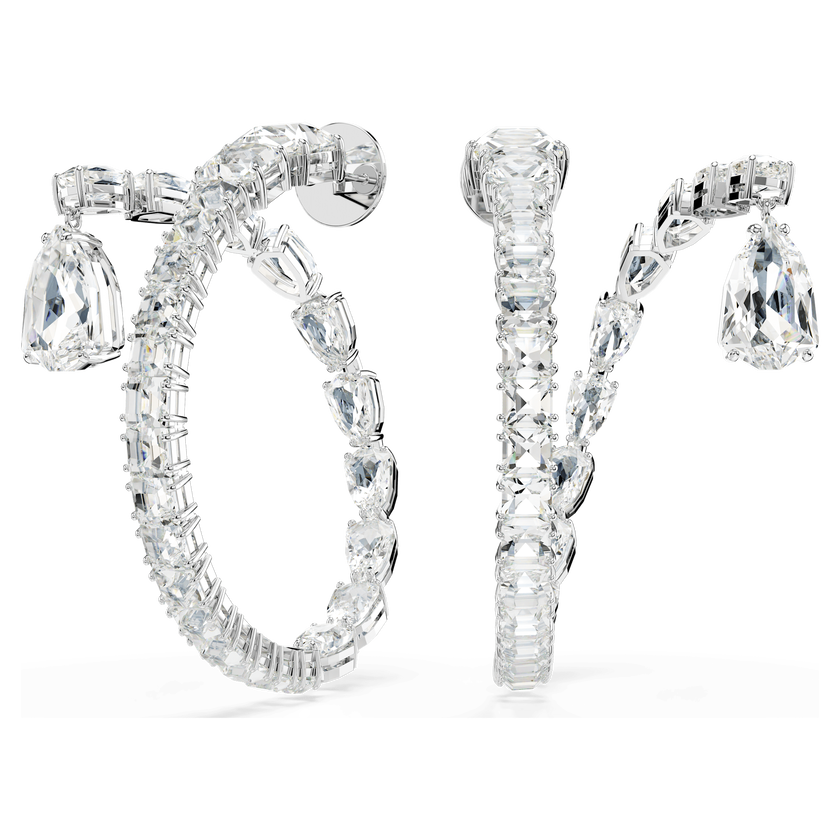 swarovski أقراط حلقية matrix، قطع متنوع، لون أبيض، طلاء روديوم