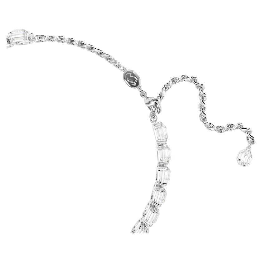 swarovski عقد شوكر millenia، قطع مثمن، لون أبيض، طلاء روديوم