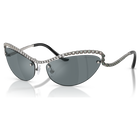 swarovski نظارات شمسية، شكل كات آي، sk7048، لون فضي