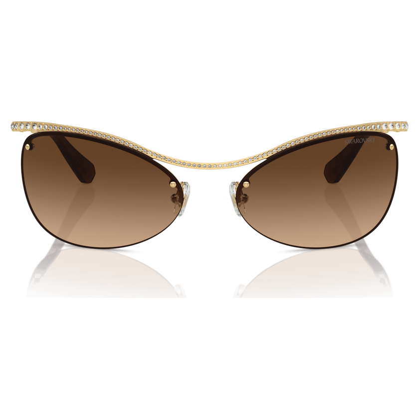 swarovski نظارة شمسية، شكل بيضاوي، sk7018 ov، لون بني