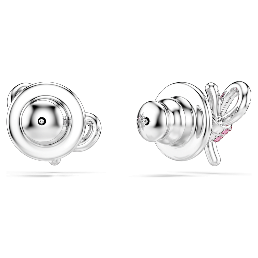 swarovski أقراط دبوسية lifelong bow، على شكل أنشوطة، لون وردي، طلاء روديوم