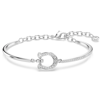 swarovski سوار symbolica، أحجار كريستال صغيرة متراصة، شكل حدوة حصان، لون أبيض، طلاء روديوم