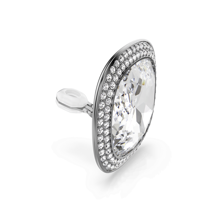 swarovski أقراط بمشبك una angelic، قطع كوشن، لون أبيض، طلاء روتينيوم