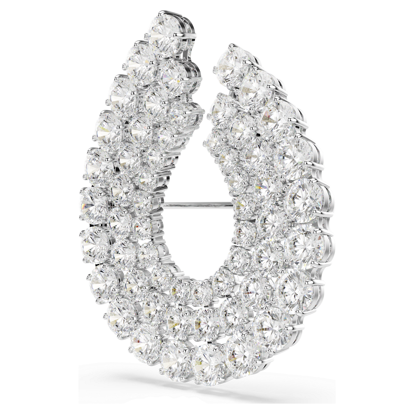 swarovski بروش matrix، قطع مستدير، لون أبيض، طلاء روديوم