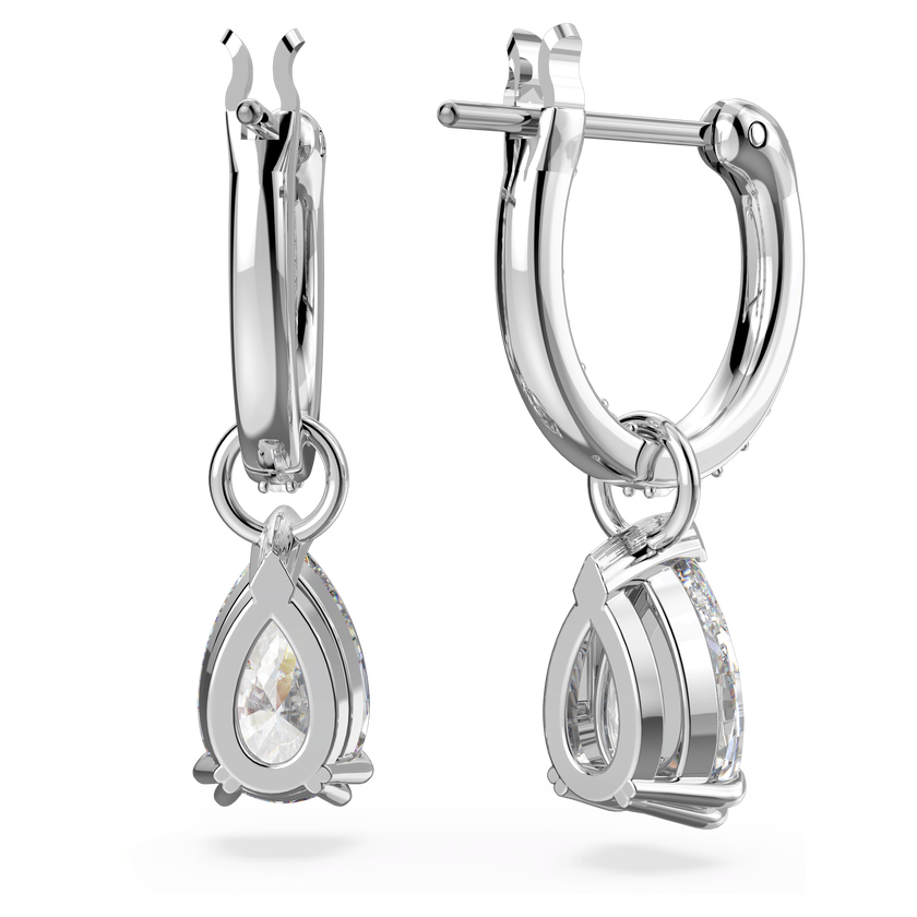swarovski أقراط حلقية stilla، قطع على شكل كمثري، لون أبيض، طلاء روديوم