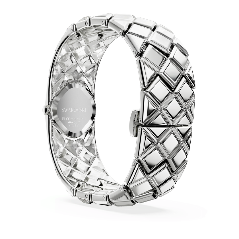 swarovski ساعة curiosa bangle، صناعة سويسرية، سوار كريستال، لون فضي، ستانلس ستيل