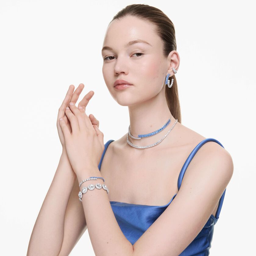 swarovski عقد matrix، قطع باغيت، لون أبيض، طلاء روديوم