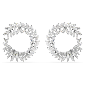 swarovski أقراط حلقية mesmera، قطع ماركيز، لون أبيض، طلاء روديوم