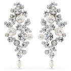 swarovski أقراط constella، لآلئ كريستال، قطع مستدير، لون أبيض، طلاء روديوم
