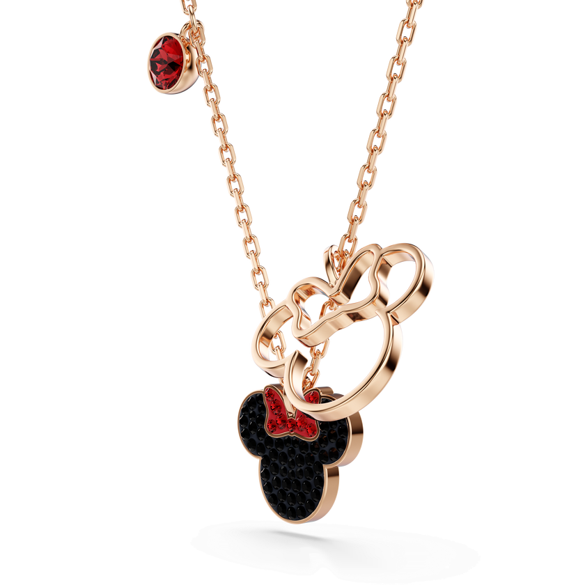 swarovski mickey   minnie pendant  multicolored  rose gold tone plated