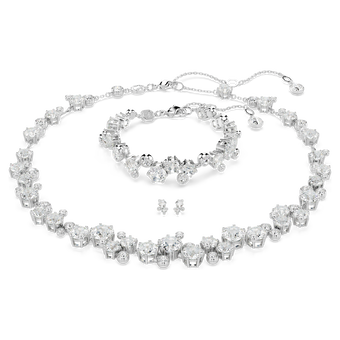 swarovski طقم constella، قطع متنوع، لون أبيض، طلاء روديوم