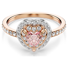 swarovski خاتم موتيف one، قطع على شكل قلب، ترصيع بافيه، شكل قلب، لون وردي، لمسة نهائية من الذهب الوردي عيار 18 قيراط