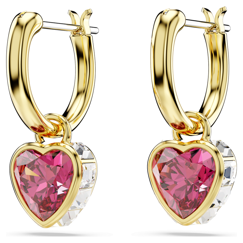 swarovski أقراط متدلية chroma، شكل قلب، لون أحمر، طلاء بلون ذهبي