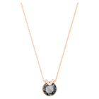 Bella V pendant, Round cut, Gray, Rose gold-tone plated