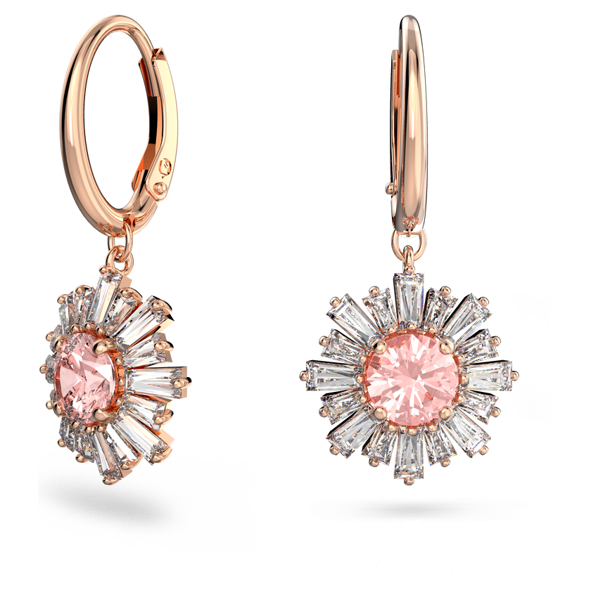 swarovski أقراط sunshine حلقية، لون وردي، طلاء ذهبي وردي