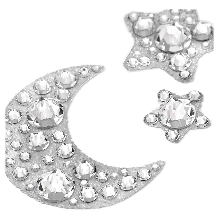 swarovski مجوهرات للجسم، طقم مكون من 4 قطع، على شكل هلال ونجمة، لون أبيض