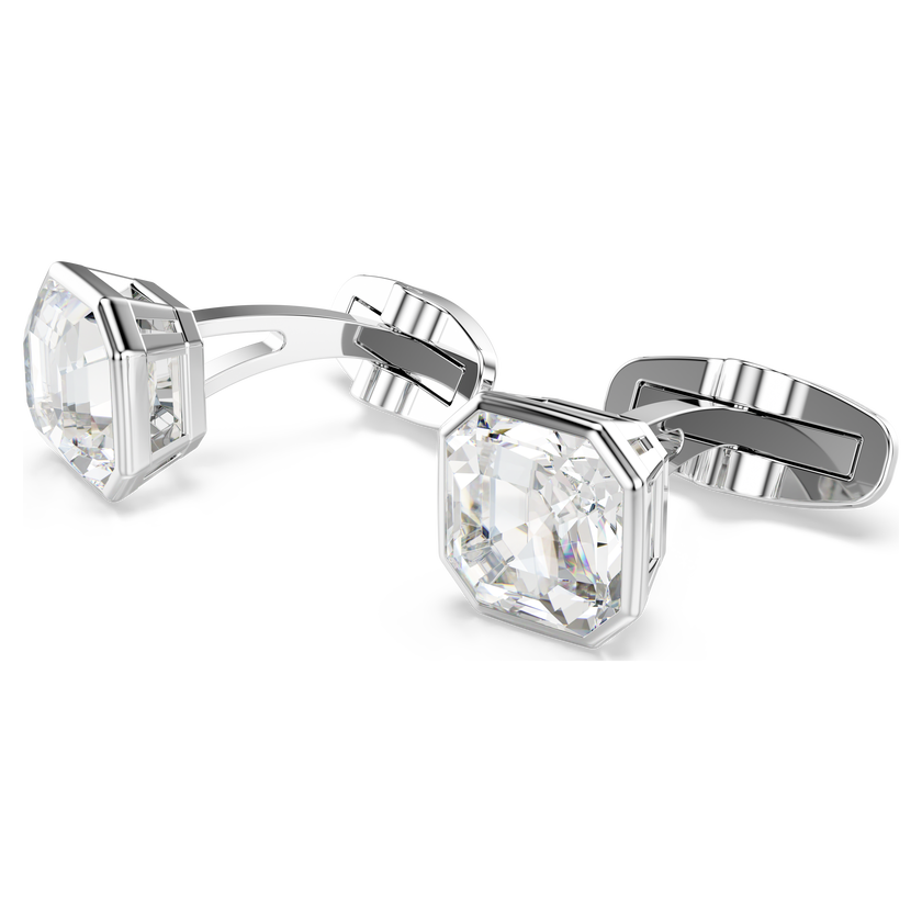 swarovski أزرار أكمام millenia، قطع مثمن، لون أبيض، طلاء روديوم