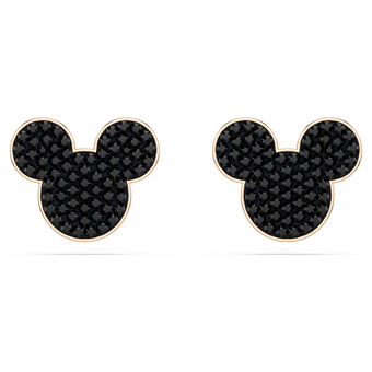 swarovski mickey   minnie stud earrings  black  rose gold tone plated