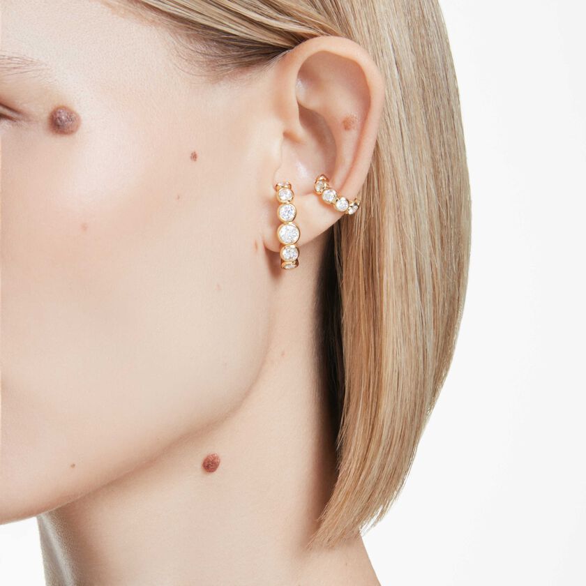 swarovski حلية للأذن imber، طقم  3 قطع ، قطع مستدير، لون أبيض، طلاء باللون الذهبي