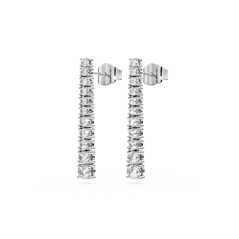 swarovski أقراط متدلية eternity، ألماس مُصنع في المختبر إجمالي 1 3 قيراط، شكل دائري، ذهب أبيض عيار 18 قيراط
