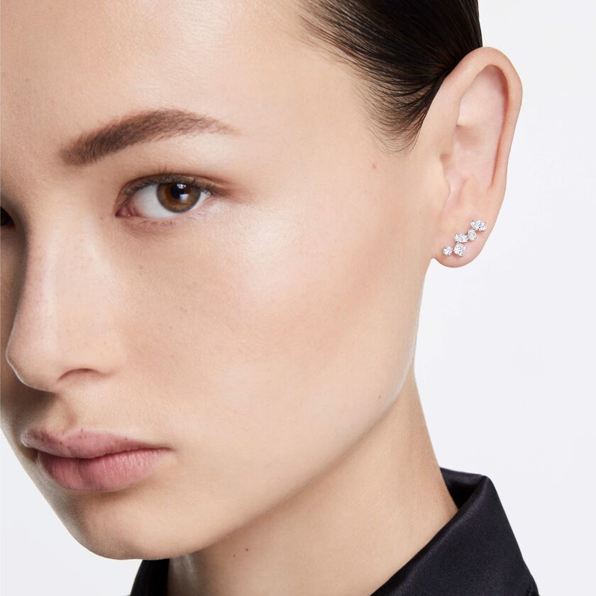 swarovski حلي الأذن galaxy، أحجار ألماس مُصنعة في المختبر بإجمالي 1 25 قيراط، ذهب أبيض عيار 18