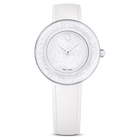 ساعة يد Crystalline Lustre، صناعة سويسرية، سوار جلد، لون أبيض، ستانلس ستيل