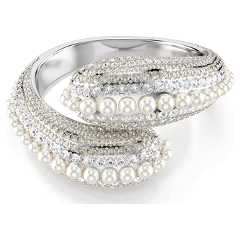 swarovski سوار sublima، تصميم مميز، لآلئ كريستال، قطع مستدير، لون أبيض، طلاء روديوم