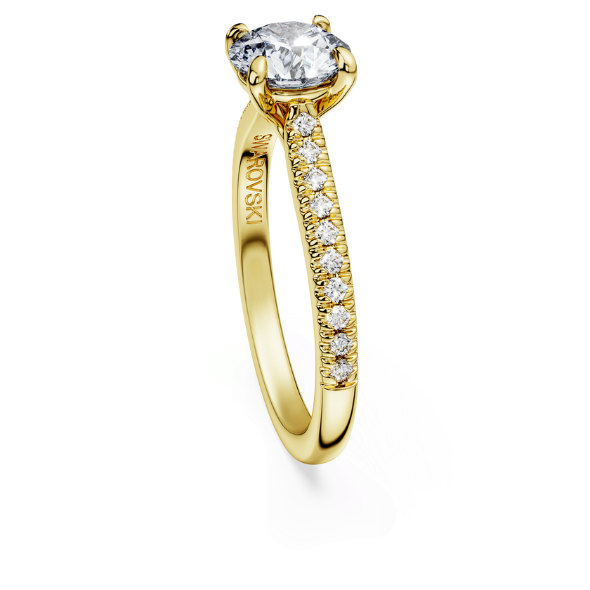 swarovski خاتم سوليتير eternity، ألماس مُصنع في المختبر إجمالي 1 2 قيراط، شكل دائري، ذهب أصفر عيار 18 قيراط
