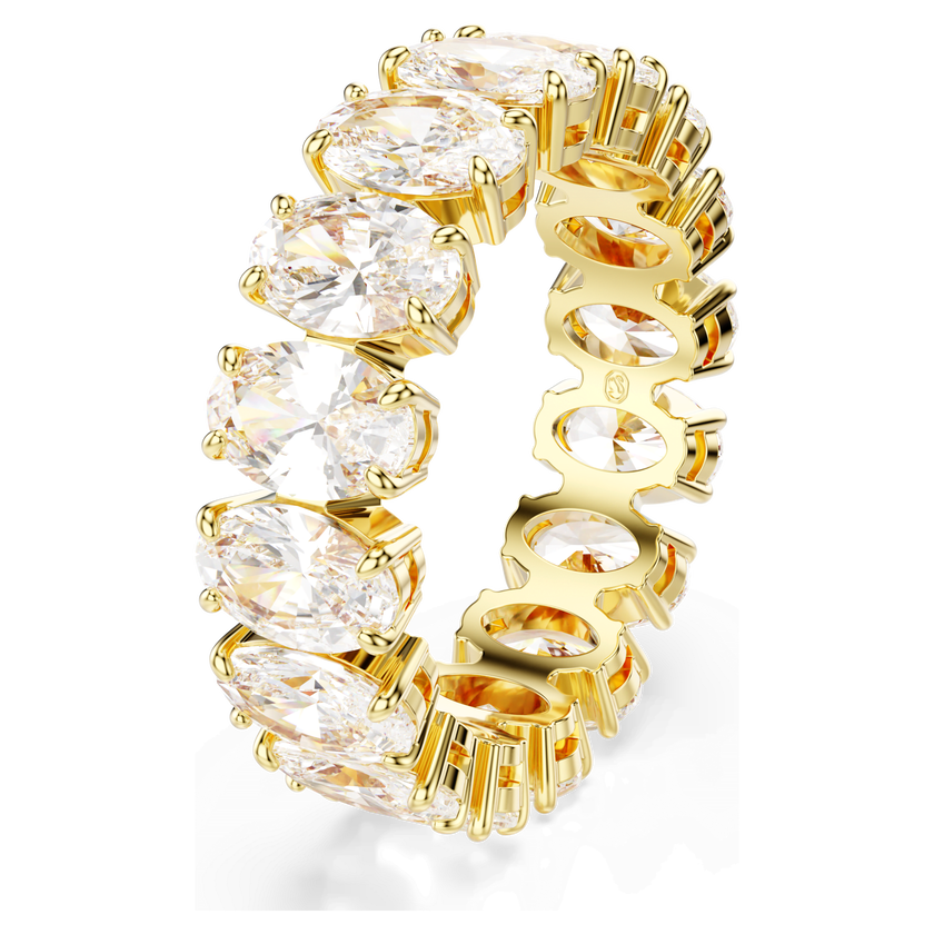 swarovski خاتم matrix، قطع بيضاوي، لون أبيض، طلاء باللون الذهبي