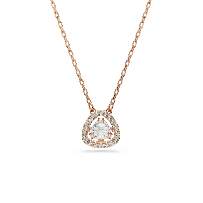 swarovski طقم una angelic، قطعتين، قطع مثلث، لون وردي، لمسة نهائية من الذهب الوردي عيار 18 قيراط