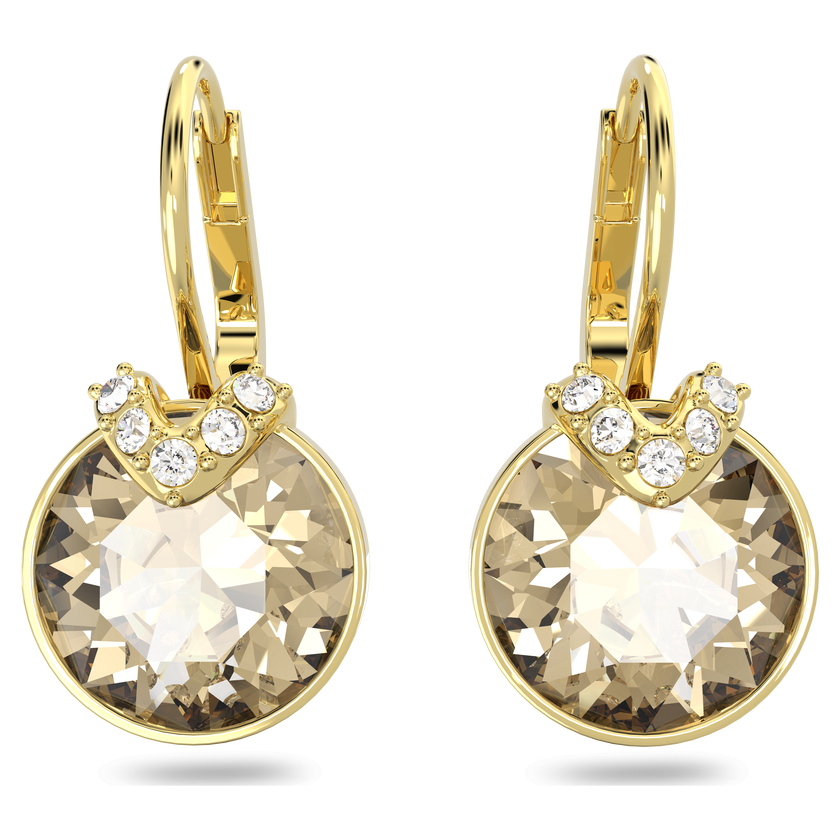 swarovski أقراط bella v متدلية، قطع مستدير، لون ذهبي، طلاء بلون ذهبي
