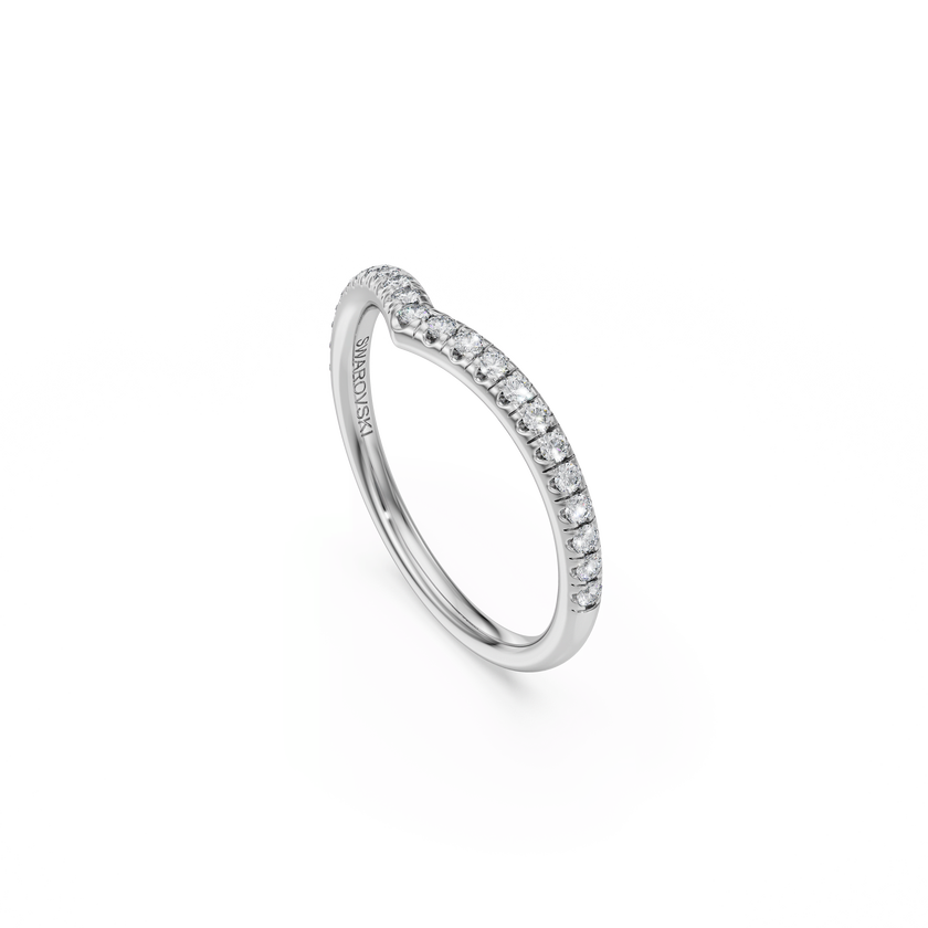 swarovski خاتم eternity شكل حرف  v، ألماس مُصنع في المختبر إجمالي 0 25 قيراط، شكل دائري، ذهب أبيض عيار 18 قيراط