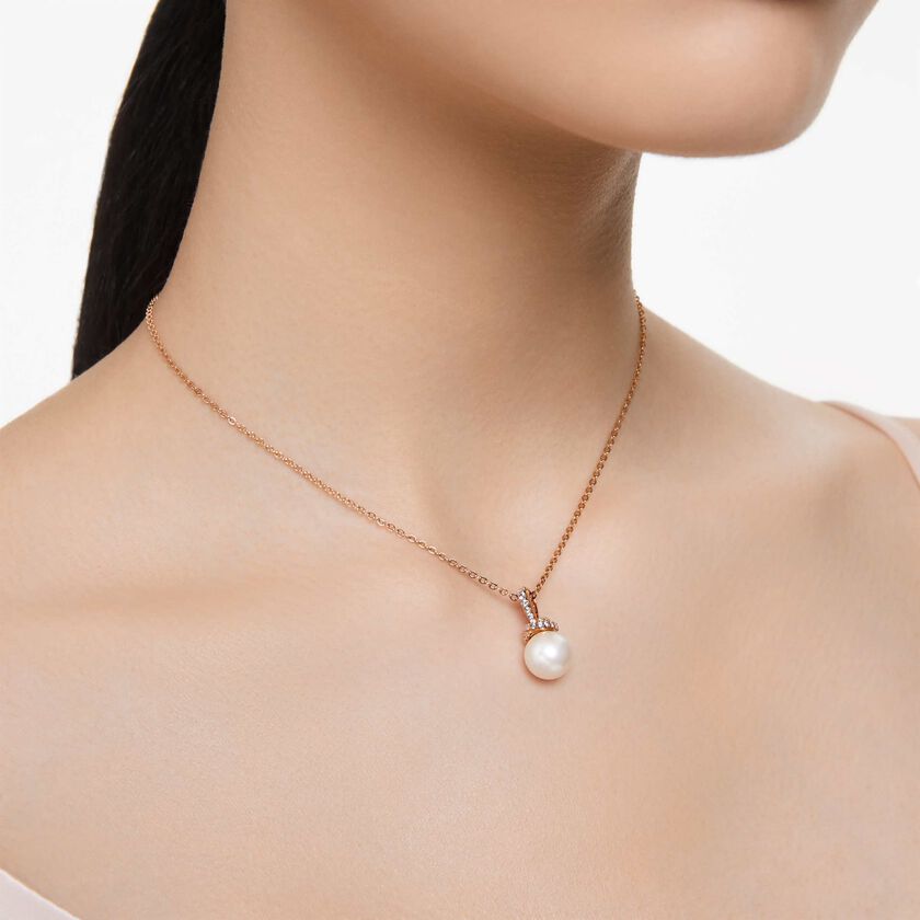 swarovski قلادة originally، لون أبيض، طلاء بلون ذهبي وردي