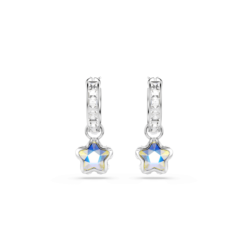 swarovski أقراط متدلية chroma، قطع متنوع، نجمة، لون أبيض، طلاء روديوم