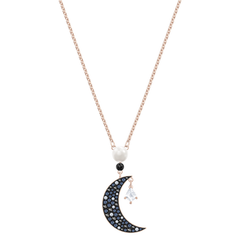 قلادة swarovski symbolic بحلية متدلية، متعددة الألوان، طلاء ذهبي وردي