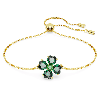 swarovski سوار idyllia، قطع متنوع، على شكل زهرة برسيم، لون أخضر، طلاء بلون ذهبي