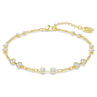 swarovski remix collection strand  round cut  white  gold tone plated