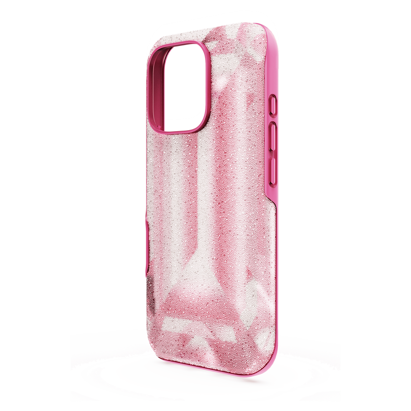 swarovski حافظة هاتف ذكي high، طبعة بنقشة الكريستال، iphone  16 pro، لون وردي