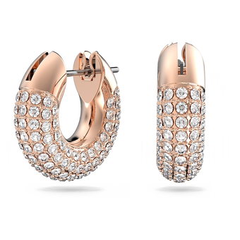 swarovski أقراط حلقية dextera، حجم صغير، لون أبيض، لمسة نهائية من الذهب الوردي عيار 18 قيراط