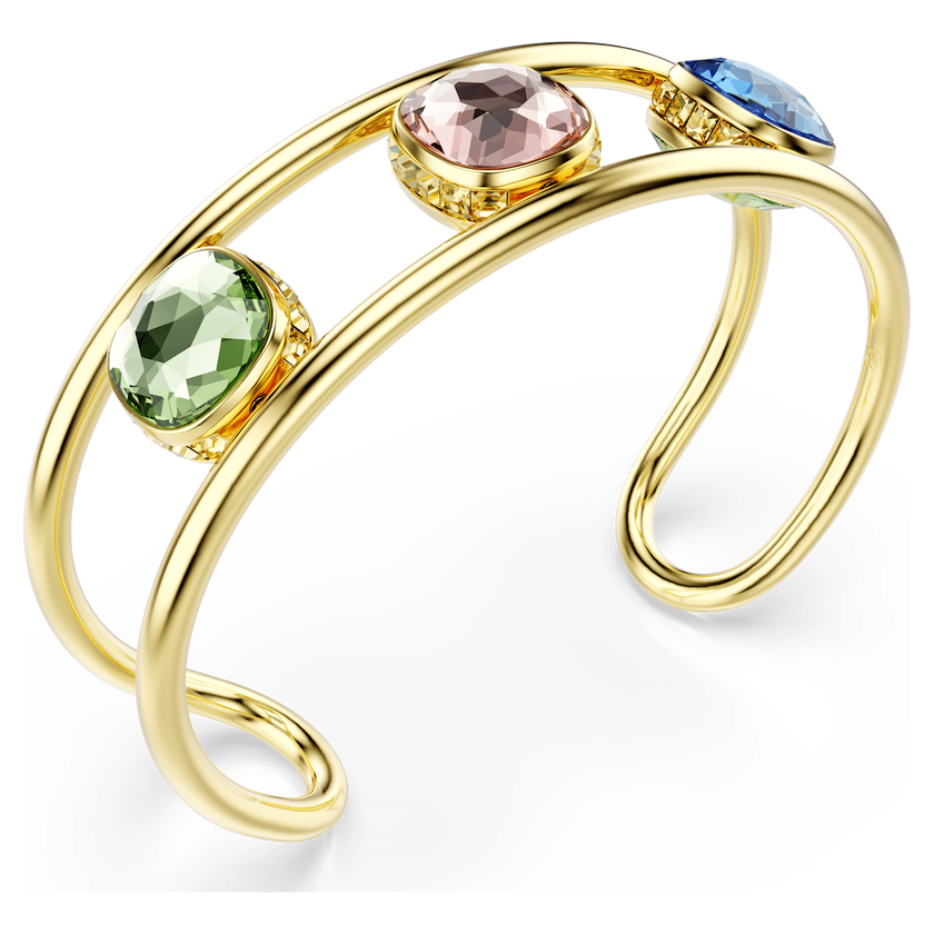swarovski سوار chroma، قطع على شكل وسادة، لون أخضر، طلاء باللون الذهبي