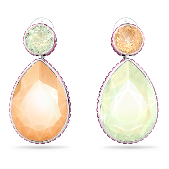 swarovski أقراط orbita بمشبك، مزدانة بكريستال على شكل قطرة، ألوان متعددة، طلاء روديوم