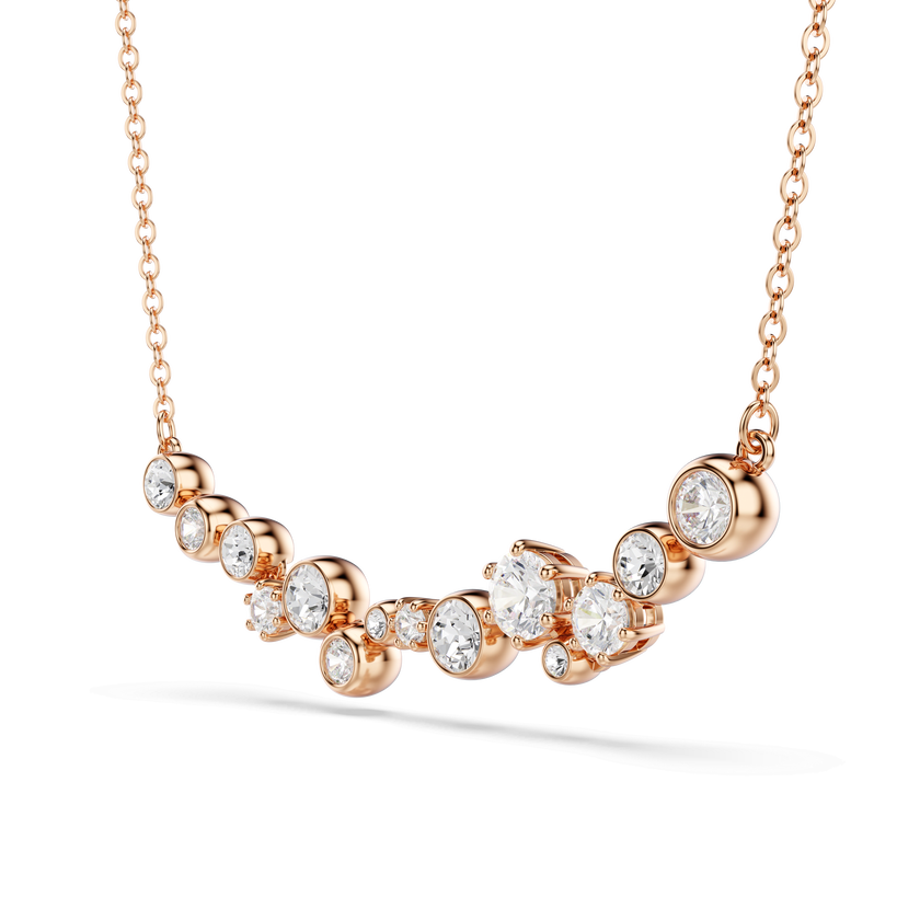 swarovski عقد constella، قطع مُستدير، لون أبيض، لمسة نهائية من الذهب الوردي عيار 18 قيراط