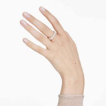 swarovski خاتم matrix، قطع بيضاوي، لون أبيض، طلاء باللون الذهبي