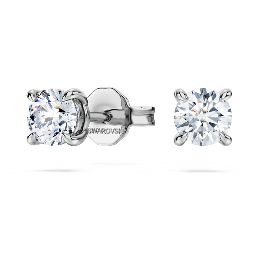 swarovski أقراط دبوسية eternity، أحجار ألماس مُصنعة في المختبر بإجمالي 0 52 قيراط، شكل دائري، فضة إسترليني