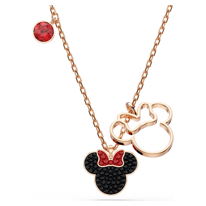 swarovski mickey   minnie pendant  multicolored  rose gold tone plated