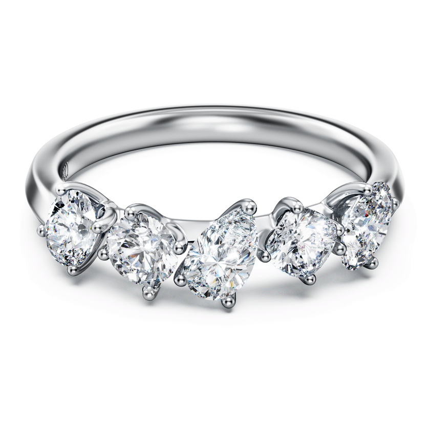 swarovski خاتم galaxy، أحجار ألماس مُصنعة في المختبر بإجمالي 1 قيراط، ذهب أبيض عيار 18