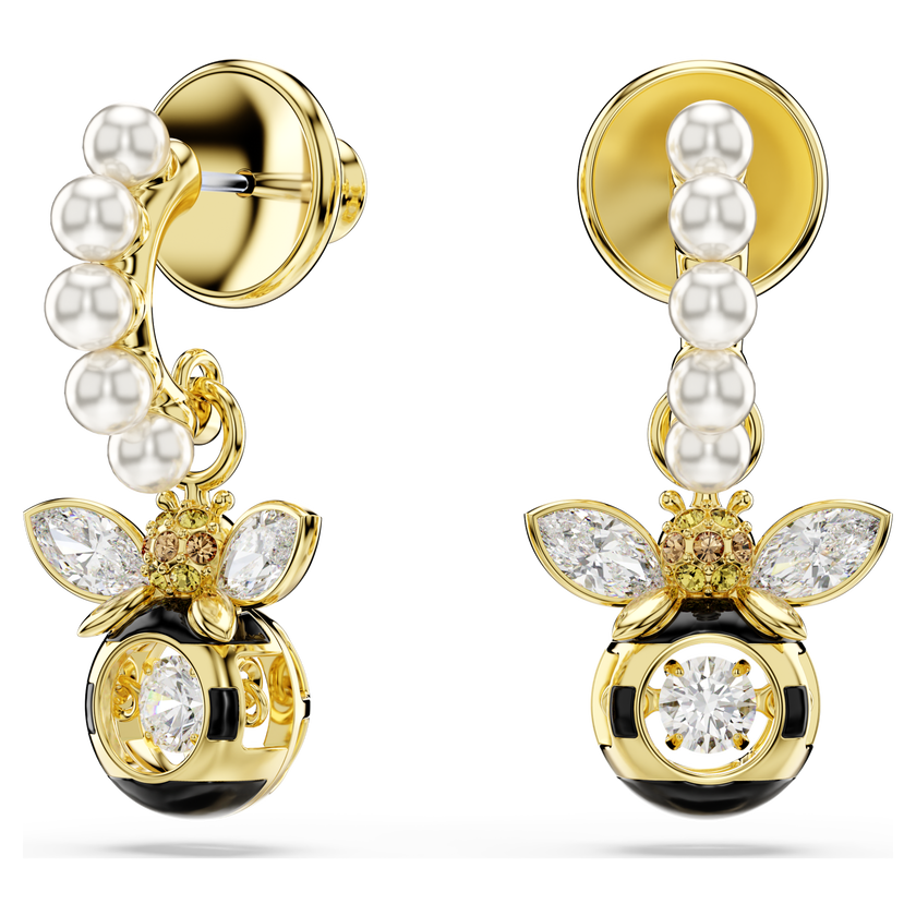 swarovski أقراط متدلية idyllia، لآلئ كريستال، قطع متنوع، شكل نحلة، ألوان متعددة، طلاء باللون الذهبي