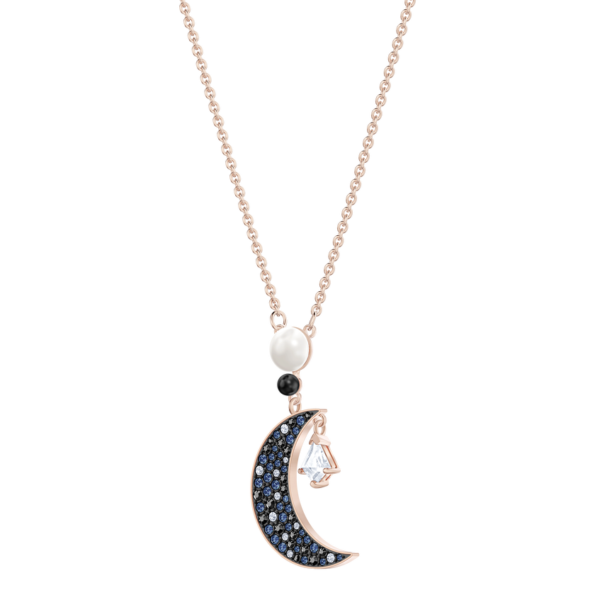 قلادة swarovski symbolic بحلية متدلية، متعددة الألوان، طلاء ذهبي وردي