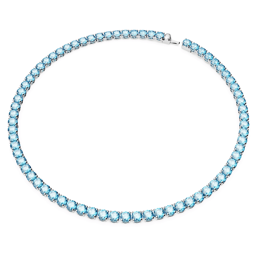 swarovski عقد matrix tennis، قطع مستدير، لون أزرق، طلاء روديوم