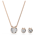 swarovski bella v set  round cut  white  rose gold tone plated
